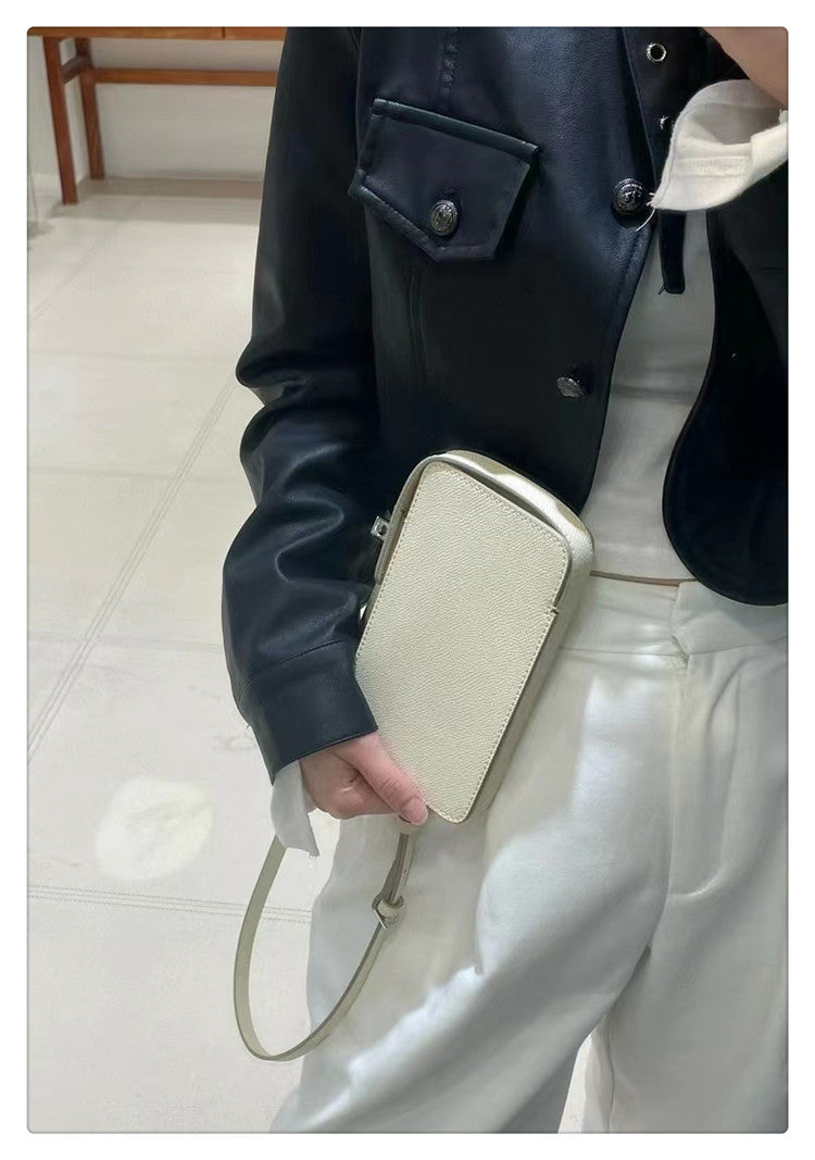 Mobile Fashion Genuine Leather Box Simple Small Square Bags