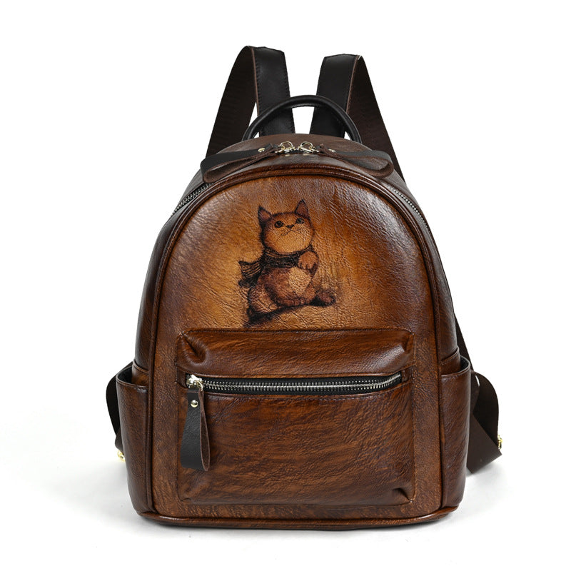 Women's Genuine Leather Retro Large Capacity Backpacks