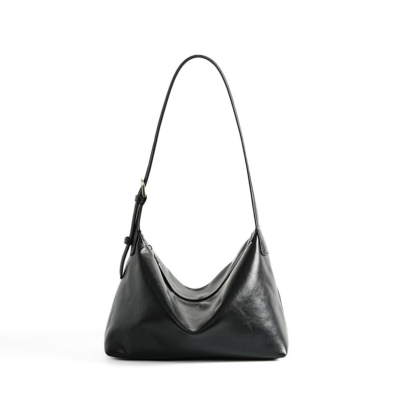 Layer Vegetable Tanning Leather Underarm Commuter Tote Bags