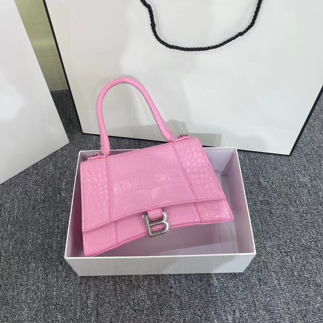Women's Hourglass Cool Black Crocodile Pattern Shoulder Bags