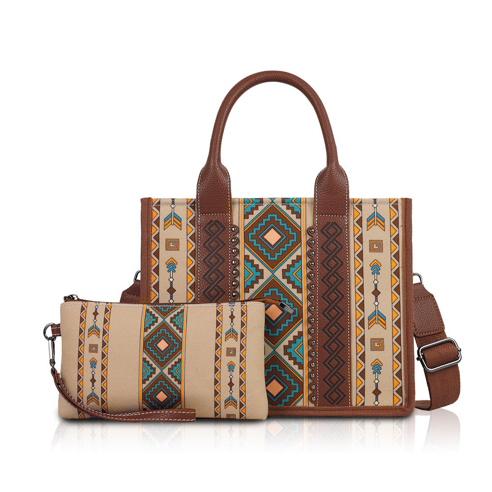 Women's Bohemian Personalized Rhombus Large Capacity Lion Tote Bags