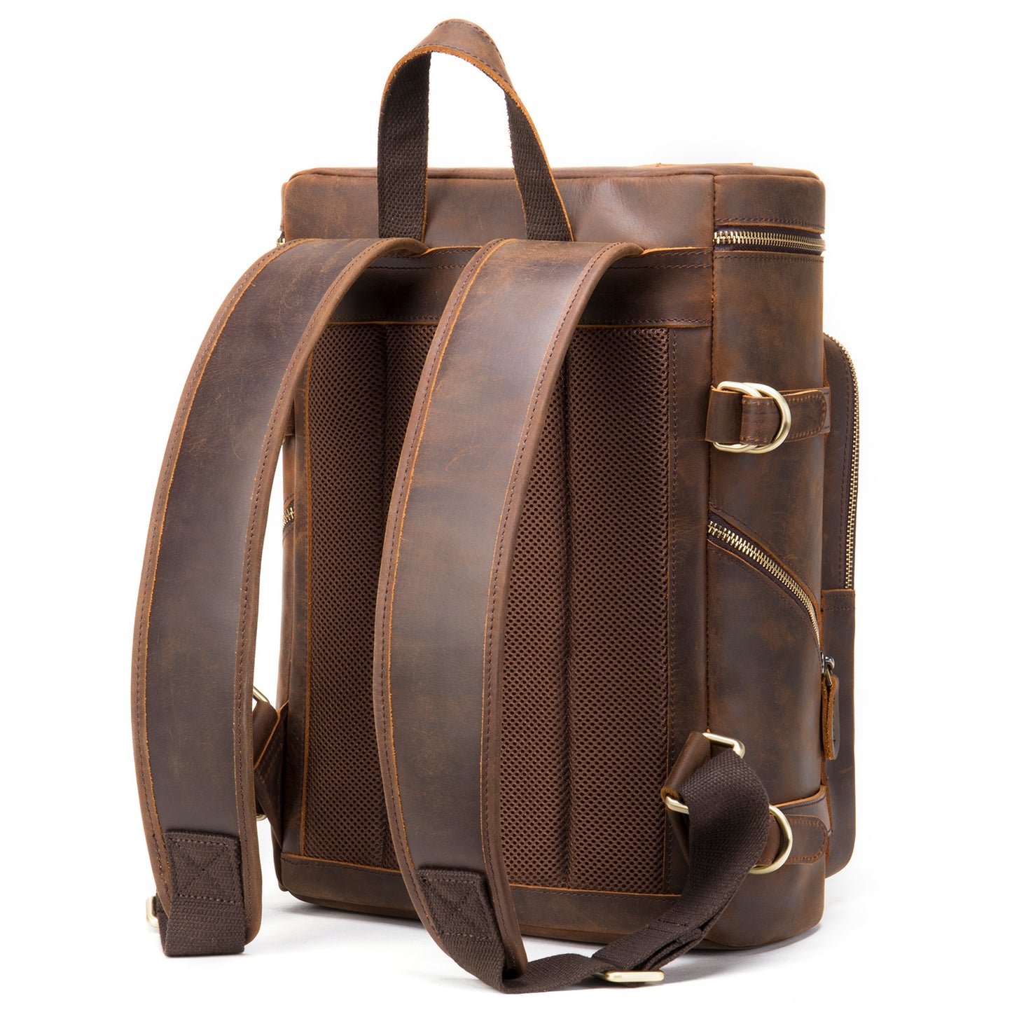 Men's Leather Korean Style Computer Retro Crazy Backpacks