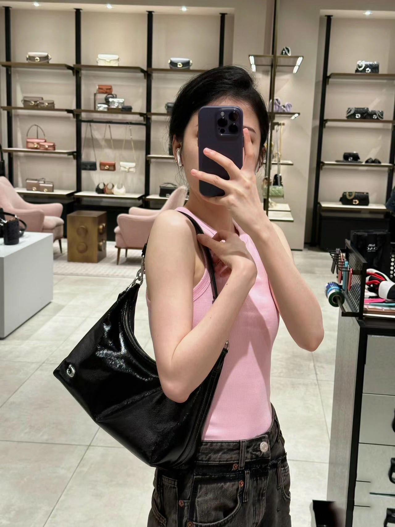 Women's Simple Oil Wax Leather Underarm Lightweight Bags