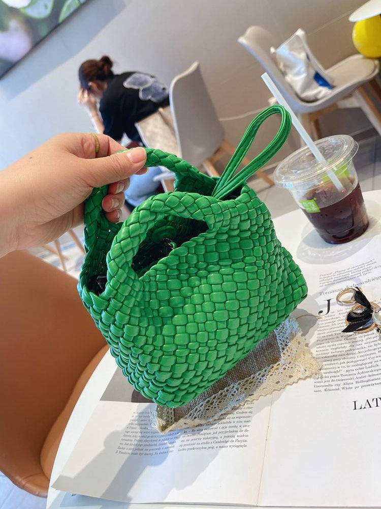 Woven Summer Soft Leather Underarm High-grade Small Square Bags