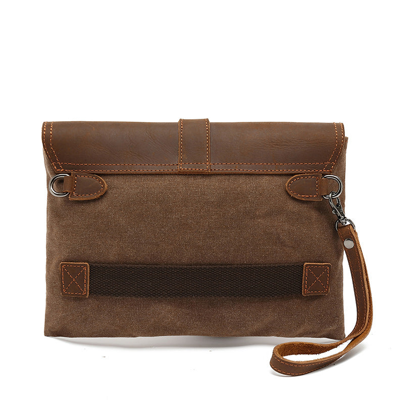 Men's Retro Leather Envelope Tide Waterproof Canvas Bags