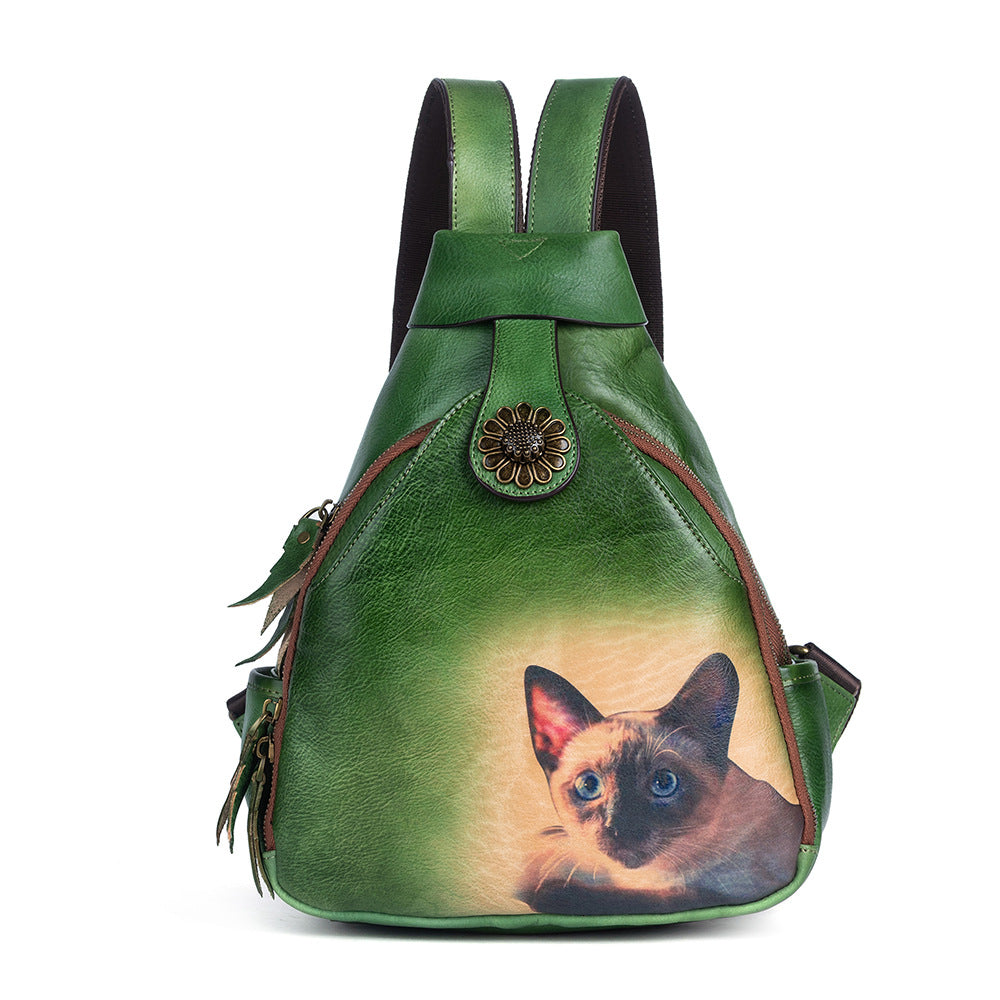 Layer Cowhide Chinese Style Genuine Leather Backpacks