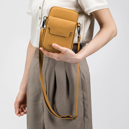 Women's Zipper Vertical Mobile Large Capacity Genuine Phone Bags