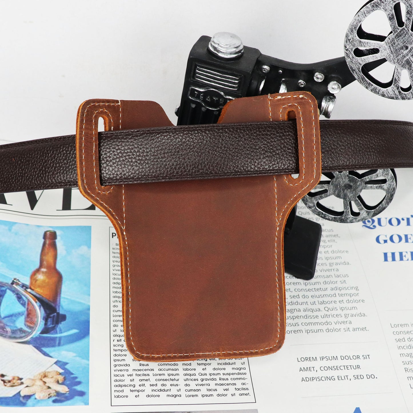Men's Genuine Leather Business Retro Crazy Horse Men's Waist Packs