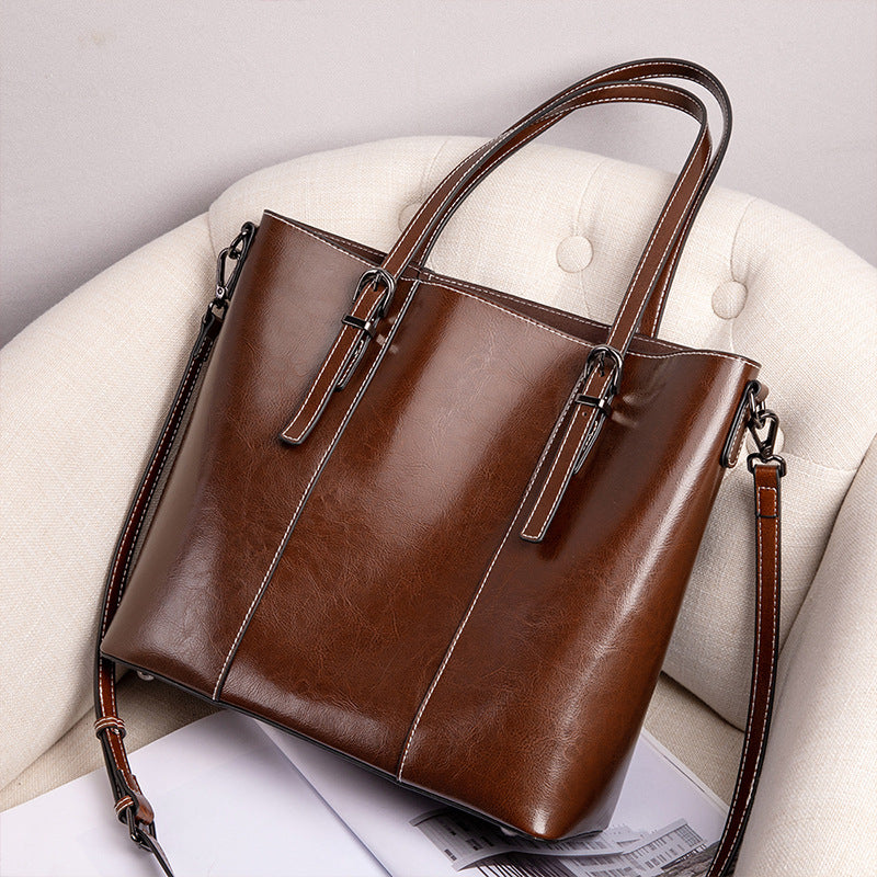 Women's Genuine Leather Large Retro Capacity Totes Shoulder Bags