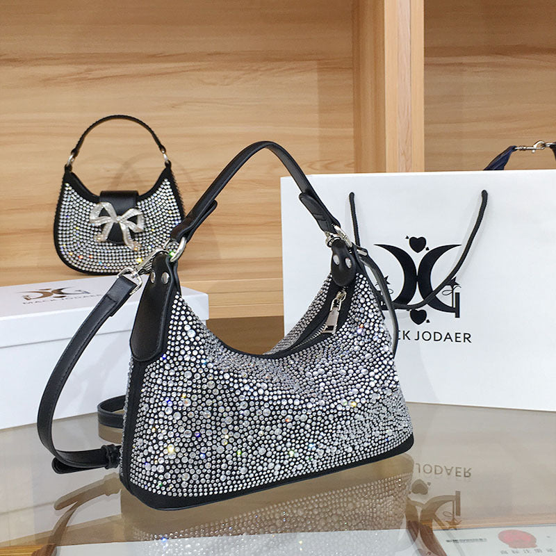 Women's French Entry Lux Portable Rhinestone High-grade Tote Bags