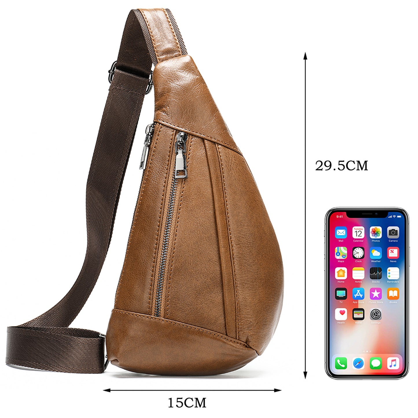 Men's Genuine Leather Fashion Cross Body Saddle-shaped Men's Chest Bags