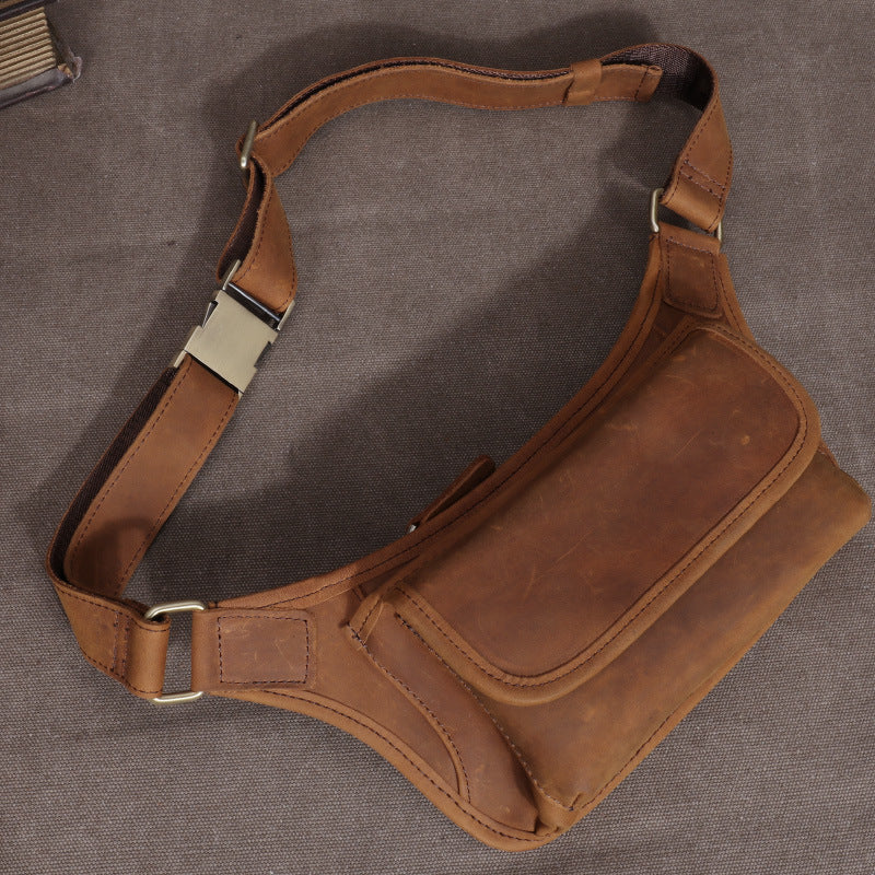 Men's Multifunctional Cowhide Leather Riding Crazy Horse Men's Waist Packs