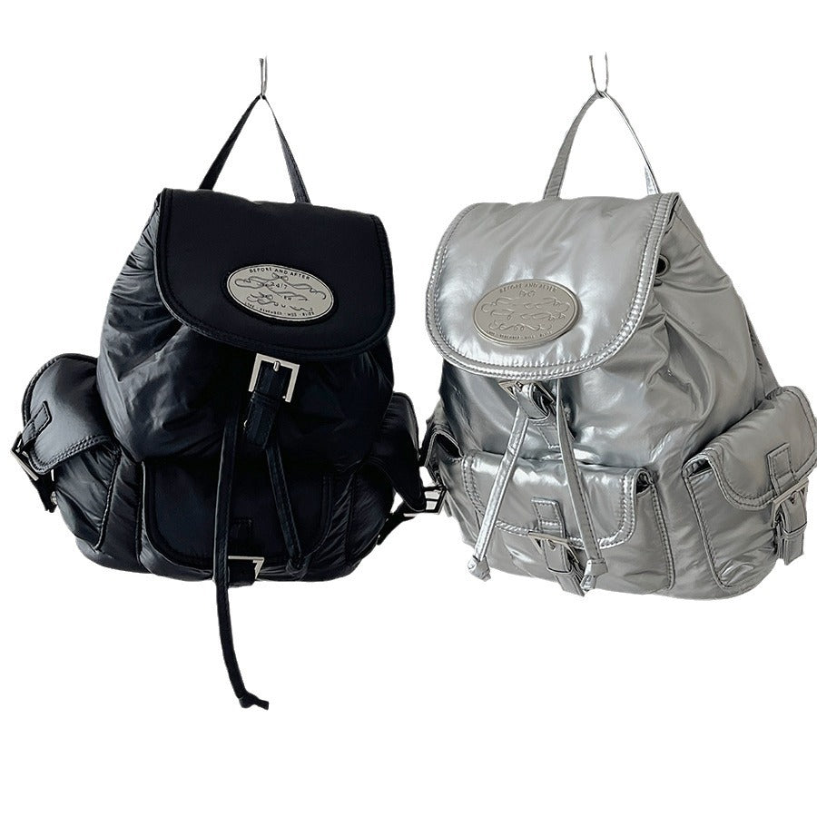 Niche Jin Nylon Quilted Flip Drawstring Backpacks