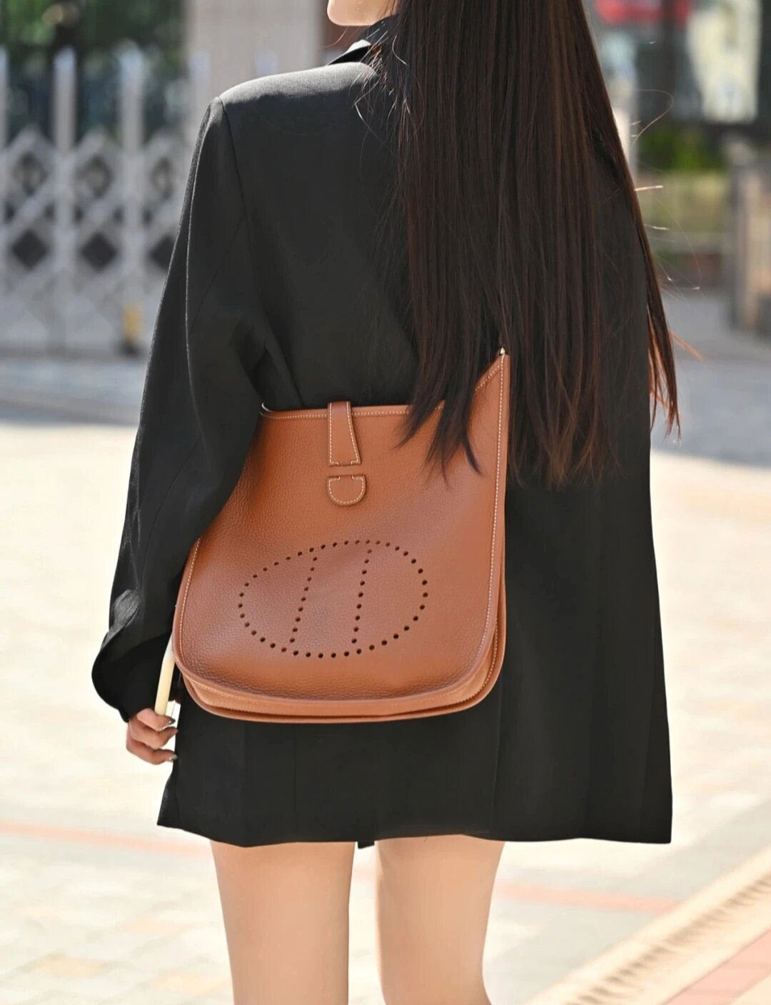 Women's Imported Cowhide Lychee Pattern Letter Genuine Shoulder Bags