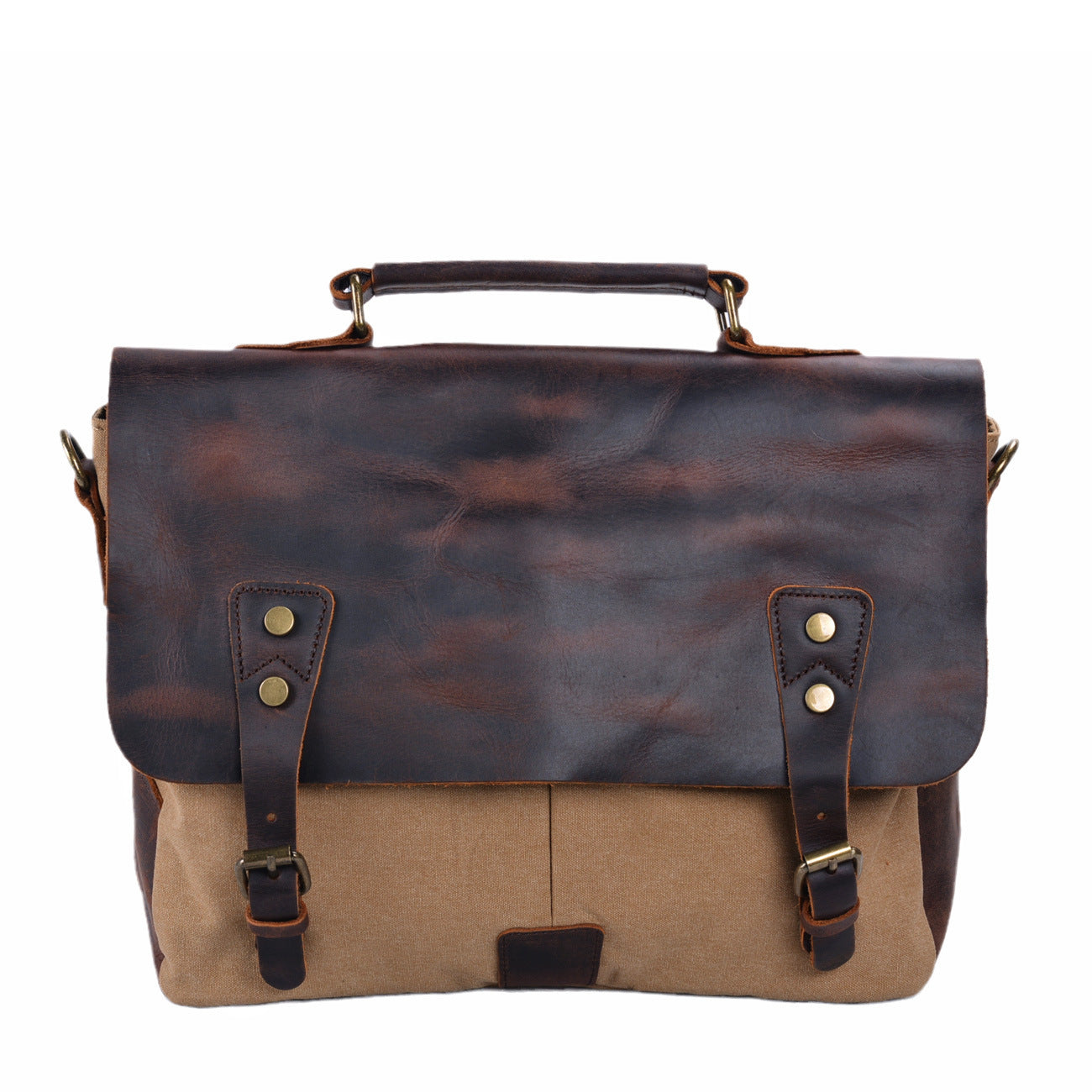 Men's Canvas Crazy Horse Leather Cross Retro Men's Messenger Bags