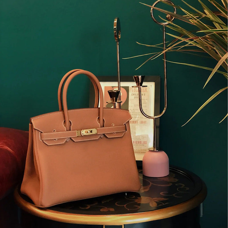 Women's First Layer Cowhide Large Capacity Genuine Leather Lychee Handbags