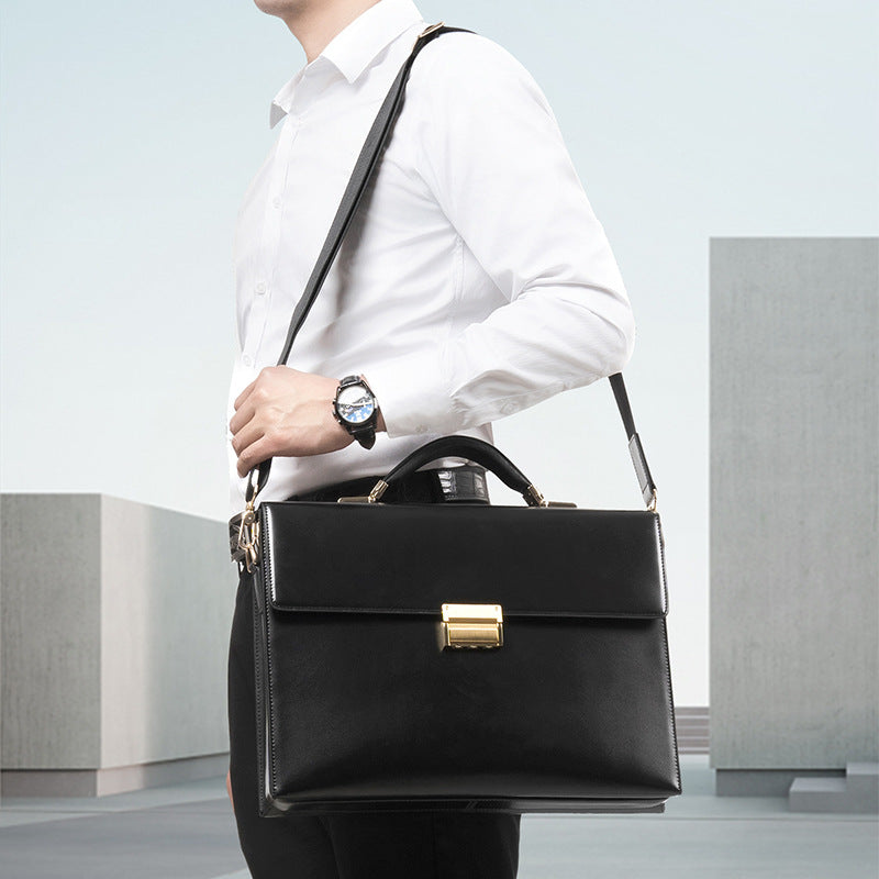 Men's Password Portable Business Genuine Leather Large Capacity Men's Briefcases