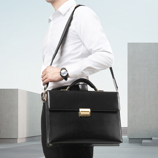 Men's Password Portable Business Genuine Leather Large Capacity Men's Briefcases