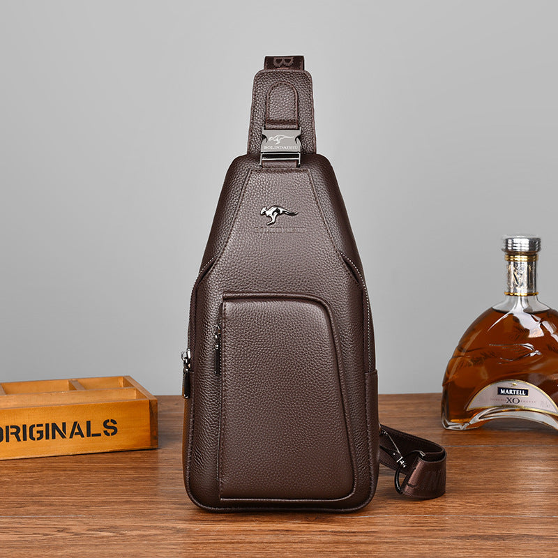 Men's Leather Cowhide Korean Style Trendy Men's Chest Bags