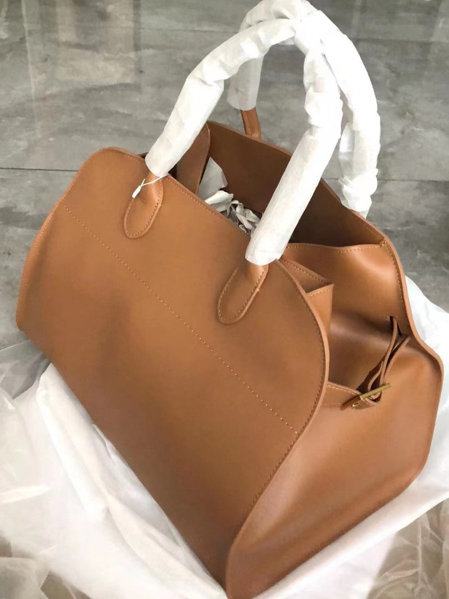 Cowhide Frosted Niche Large Capacity Color Bucket Bags