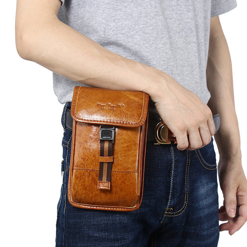 Men's Attractive Leather Credentials Mini Cowhide Phone Bags