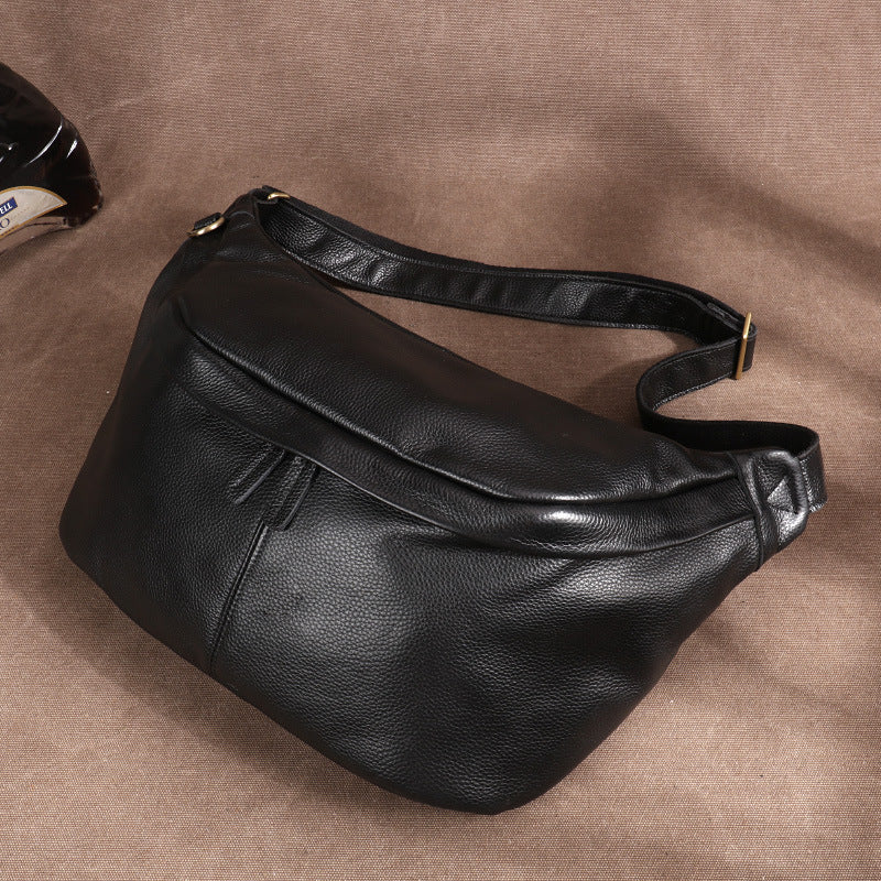 Men's First Layer Cowhide Vintage Genuine Leather Men's Chest Bags