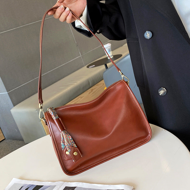 Women's Genuine Leather Large Capacity Retro Elegant Small Square Bags
