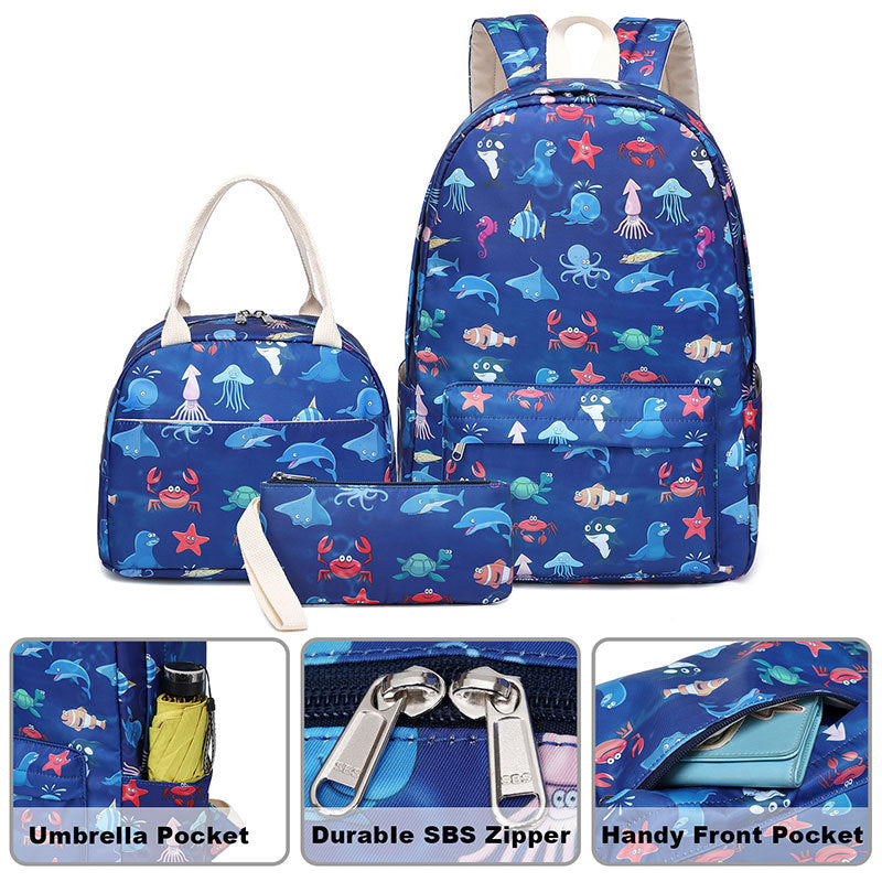 Versatile Durable Charming Three-piece Primary Book Elementary School Students' Schoolbags