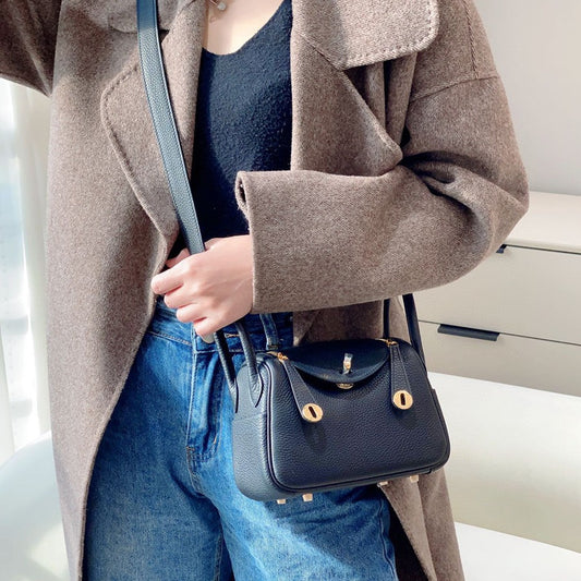 Women's Top Layer Cowhide Mini Lindy Genuine Leather Doctor Shoulder Bags