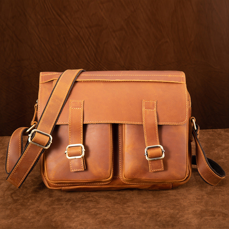 Men's Crazy Horse Single Large Capacity Personalized First Layer Men's Messenger Bags