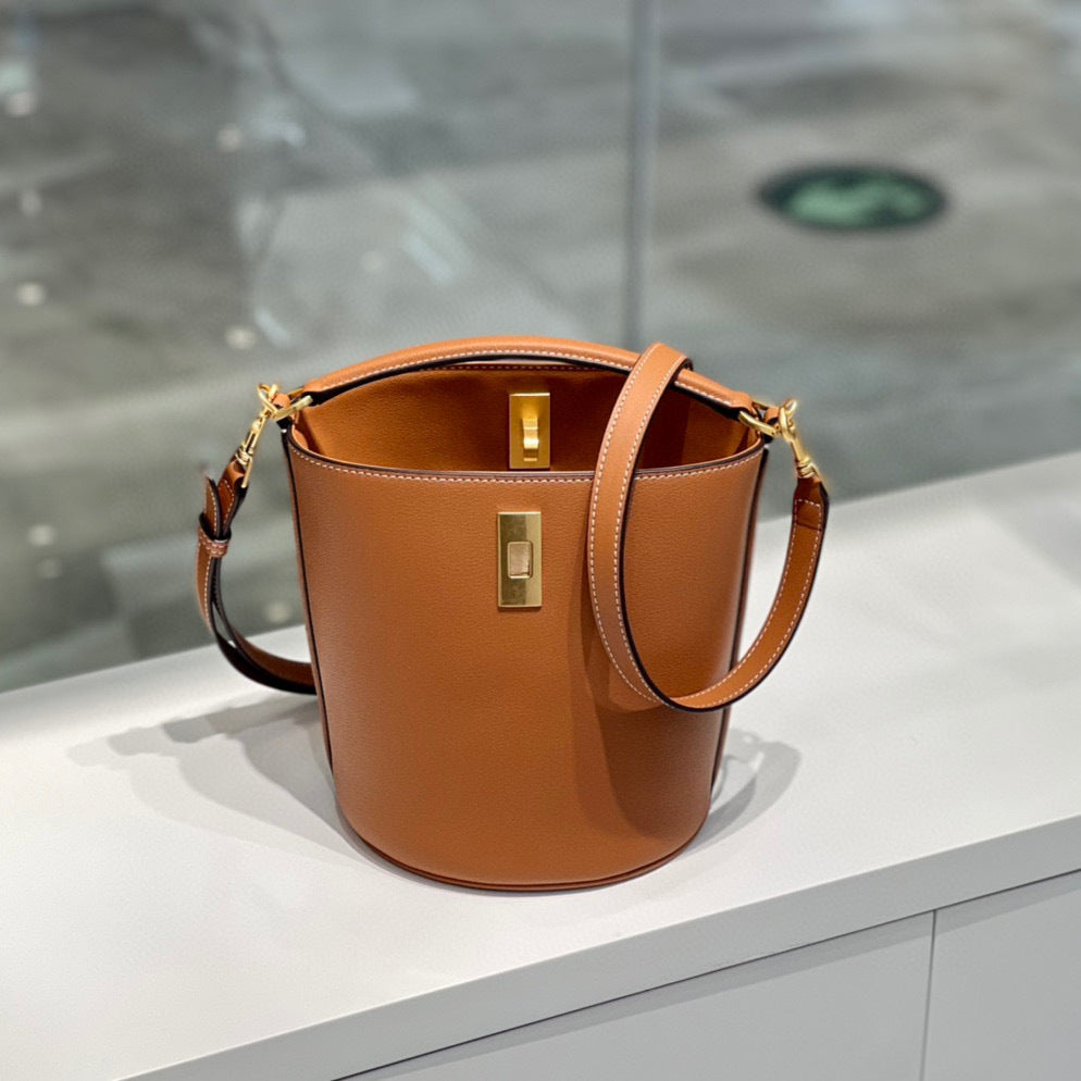 Arc Leather First Layer Cowhide Large Bucket Bags