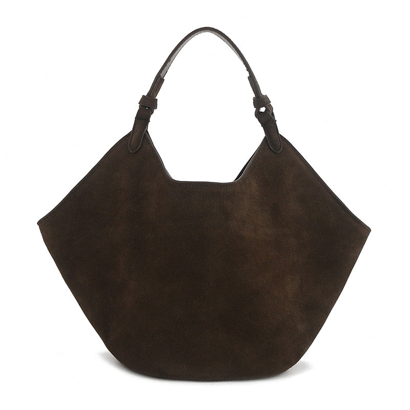 Frosted Brown Genuine Leather Minimalist American Tote Bags