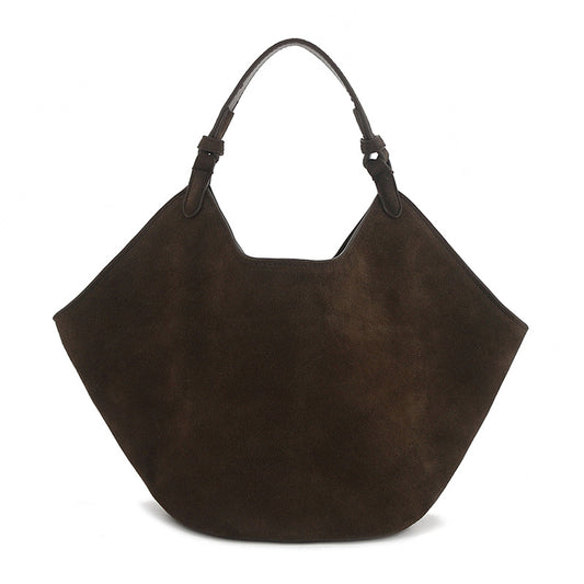 Frosted Brown Genuine Leather Minimalist American Tote Bags