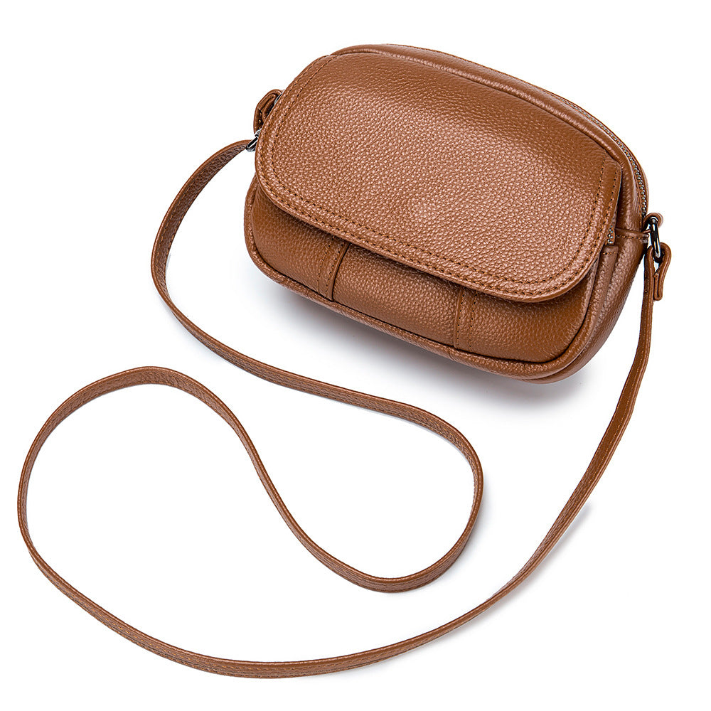 Women's Fashionable First Layer Cowhide Mini Soft Crossbody Bags