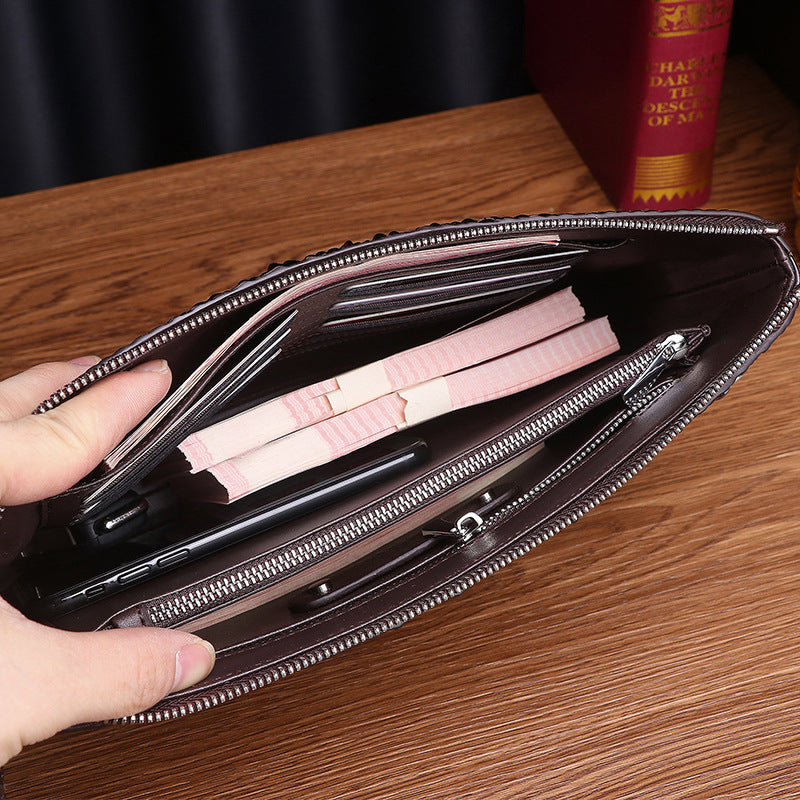 Men's Handmade Stitching Large Business Capacity Envelope Men's Handbags
