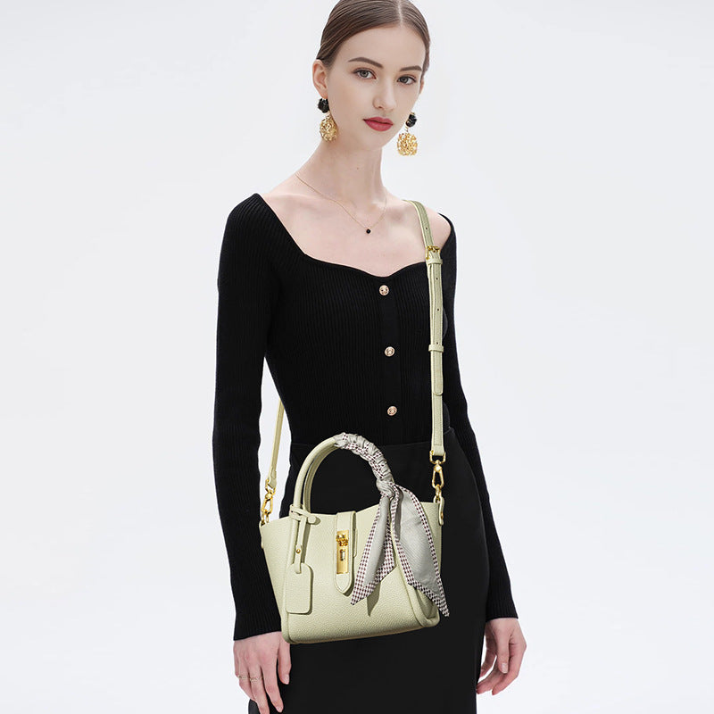 Women's Genuine Leather Vegetable Basket Portable High-grade Tote Bags