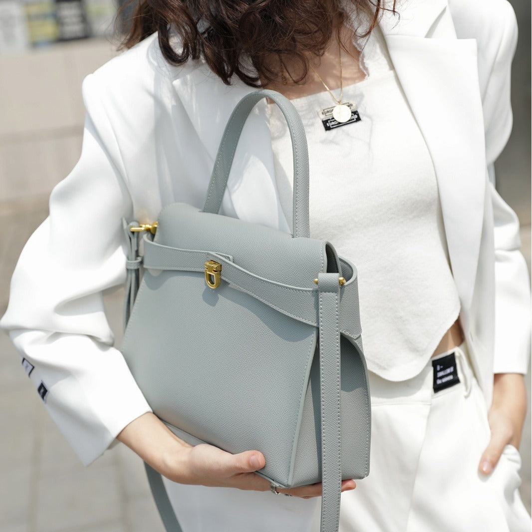 Women's Palm Print Cow Leather Kelly Platinum Handbags