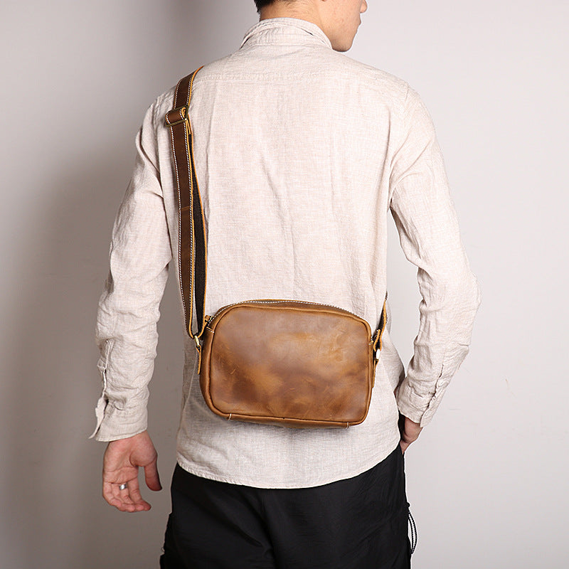 Women's & Men's & Fashion Simple Crazy Horse Leather Men's Shoulder Bags