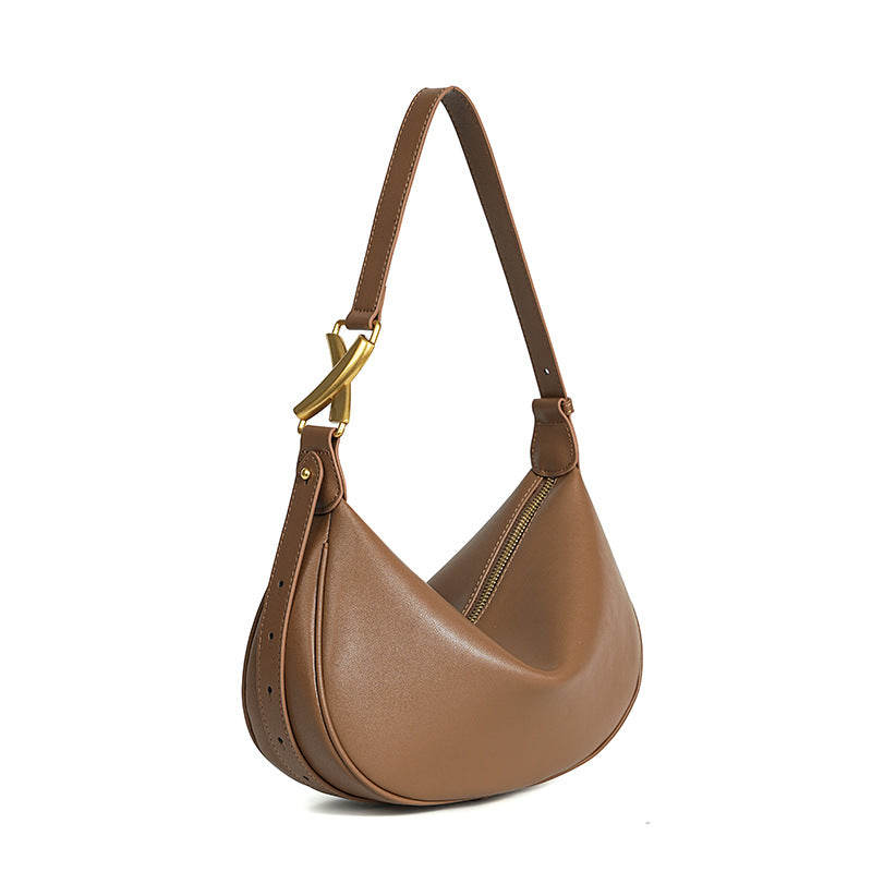 Women's Leather Underarm Crescent Cowhide High Sense Bags