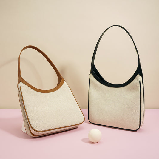 Women's Canvas Stitching Contrast Color Urban Simple Commute Large Capacity Armpit Bags