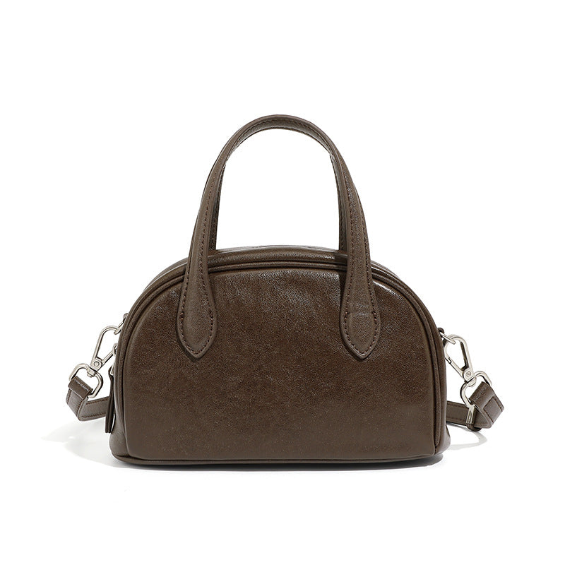 Women's Vintage Leather Vegetable Tanning Boston Bowling Crossbody Bags