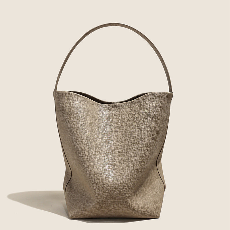 Women's Layer Cowhide Big Leather Commute Large Bucket Bags