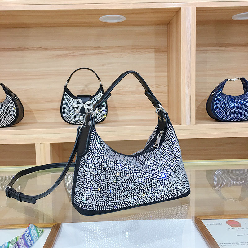 Women's French Entry Lux Portable Rhinestone High-grade Tote Bags
