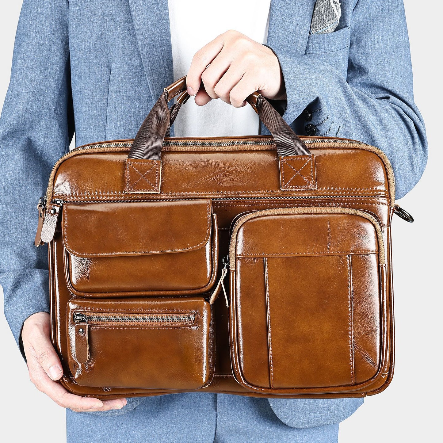 Men's Horse Leather Vintage Top Layer Cowhide Men's Shoulder Bags