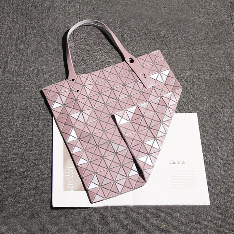 Laser Stitching Geometric Diamond Pattern Grid Portable Large Shoulder Bags