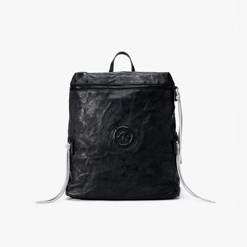 Stone Pleated Sheepskin Large Soft Leather Backpacks