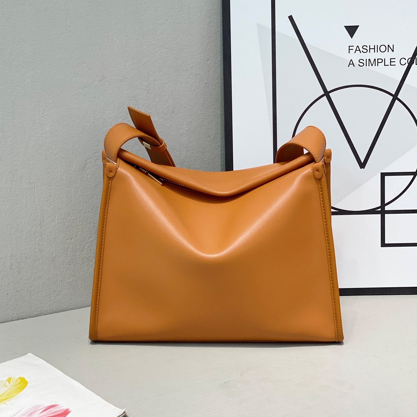 Women's French Minority Genuine Leather Portable Large Shoulder Bags