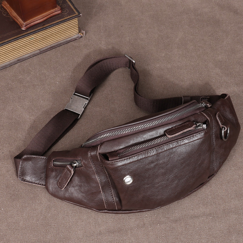 Men's Large Capacity Genuine Leather First Layer Men's Waist Packs