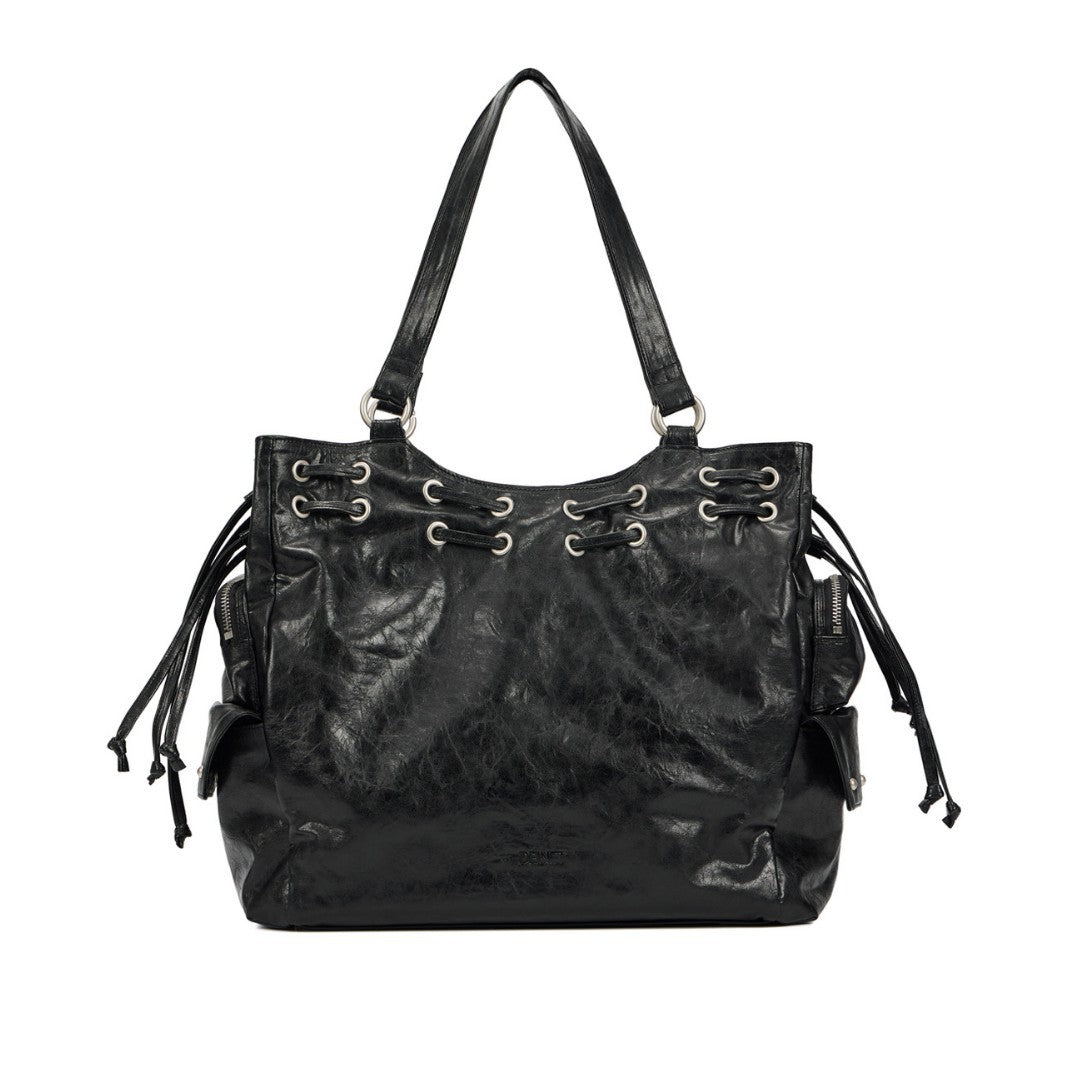 Women's Niche Motorcycle Large Drawstring Pocket Studded Tote Bags