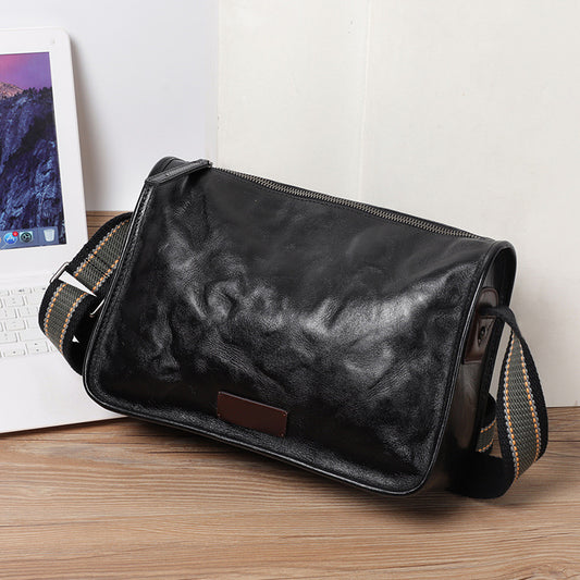 Men's Streaming First Layer Cowhide Genuine Leather Men's Messenger Bags